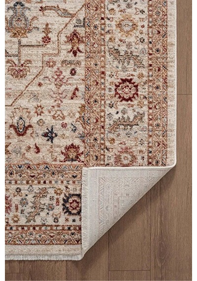 Renkli Vintage Modern Salon Koridor Yatak Ve Oturma Odası Halısı Krem