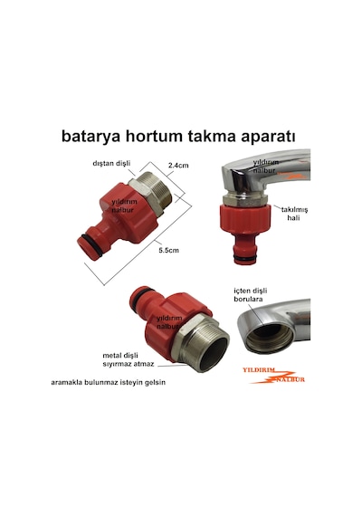 BATARYA HORTUM BAĞLAMA APARATI METAL DİŞ DIŞ DİŞ MUSLUK HORTUM TA