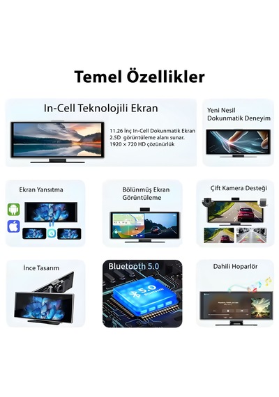 H18c 10.26 4k Kablosuz Carplay & Android Auto Araç Multimedya Ekranı Ön & Arka Kameralı, Torpido Üstü, Tak-çalıştır 10.25" H18c 10.26 4k Kablosuz Carplay & Android Auto Araç Multimedya Ekranı Ön & Arka Kameralı, Torpido Üstü, Tak-çalıştır 10.25"