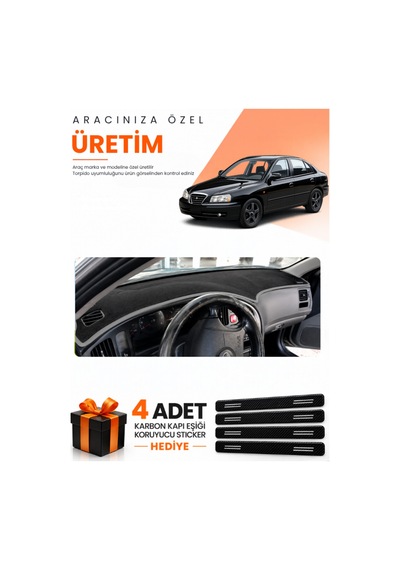 Hyundai Elantra 1997-2006 Uyumlu Torpido Koruma Örtüsü Oto Kılıfı - Siyah Gri