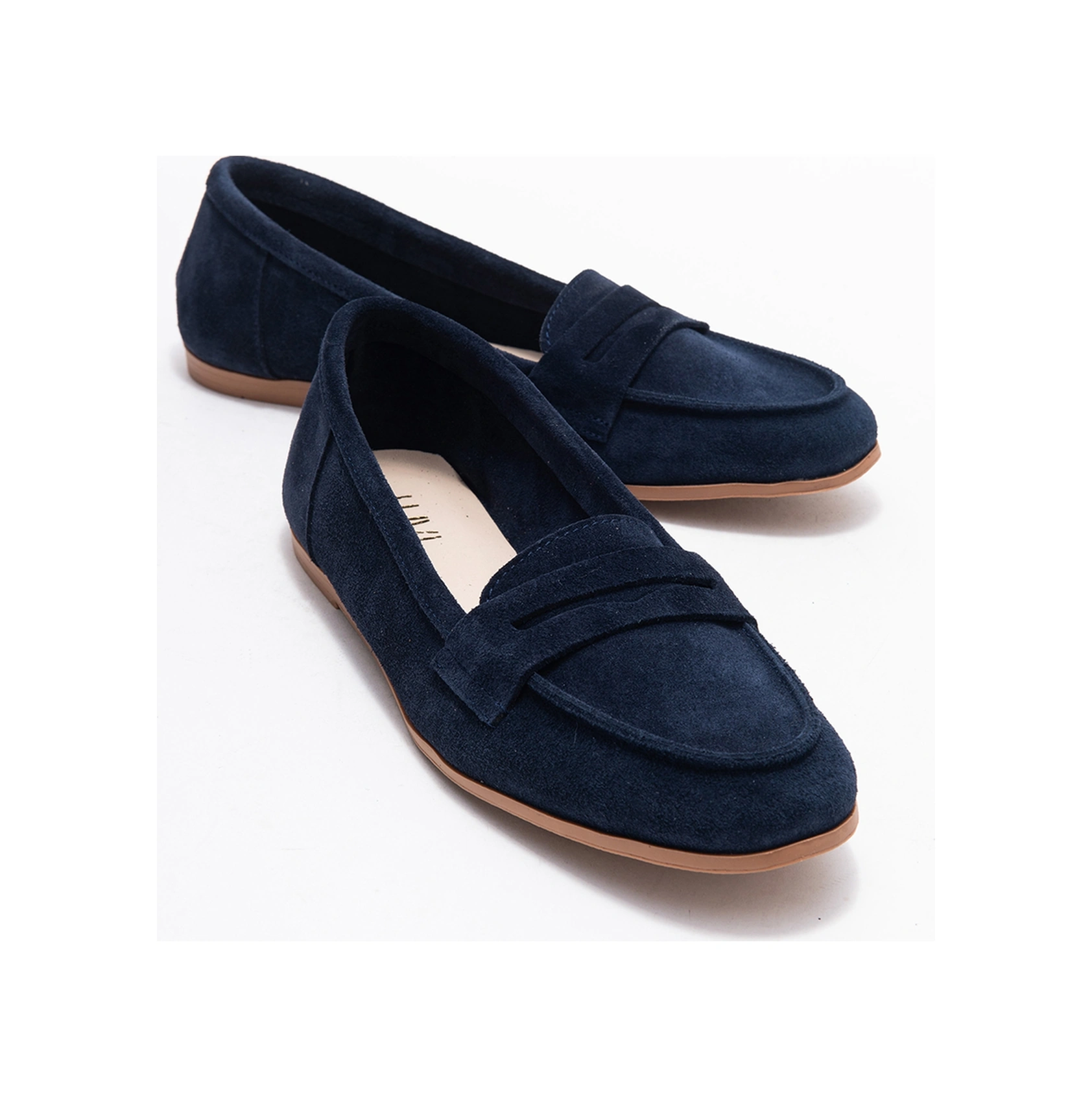 Luvishoes Luvi Shoes F02 Lacivert Süet Hakiki Deri Kadın Loafer Ayakkabı Lacivert
