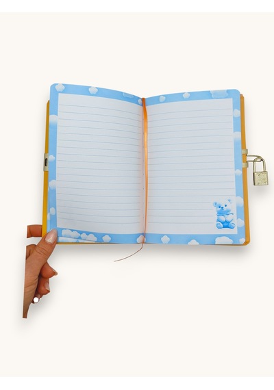 Sevimli Kutup Ayısı Hatıra Defteri Günlük Kilitli Defter 80 Yaprak -turuncu