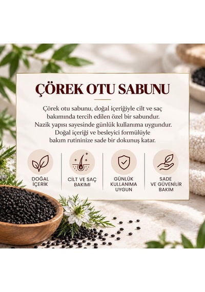 Artizan Care Çörek Otu Sabunu Doğal Katı Sabun - Kimyasal İçermez - Cilt Ve Saç Sağlığını Katkı Sağlar Diğer