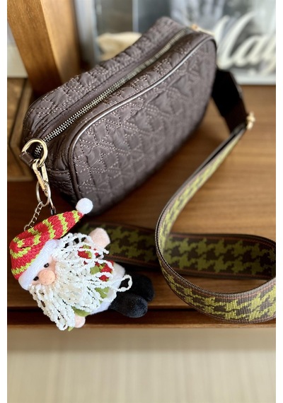 Yılbaşı Temalı Noel Baba Sevimli Peluş Model Anahtarlık , Çanta Aksesuarı Hediyelik 14 Cm