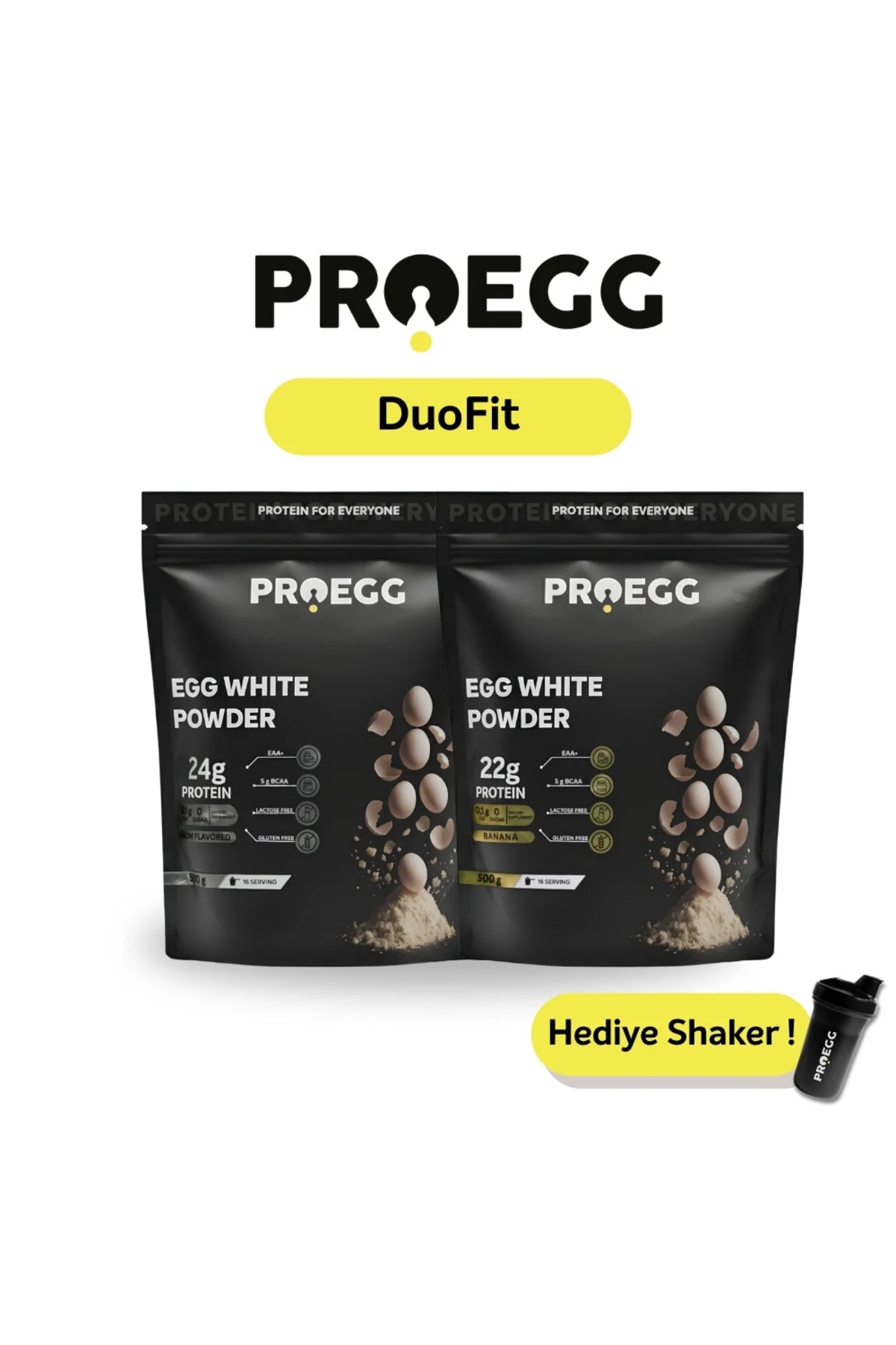 Duofit Paketi Yumurta Akı Protein Tozu / 1 Muzlu + 1 Sade Muz - Aromasız
