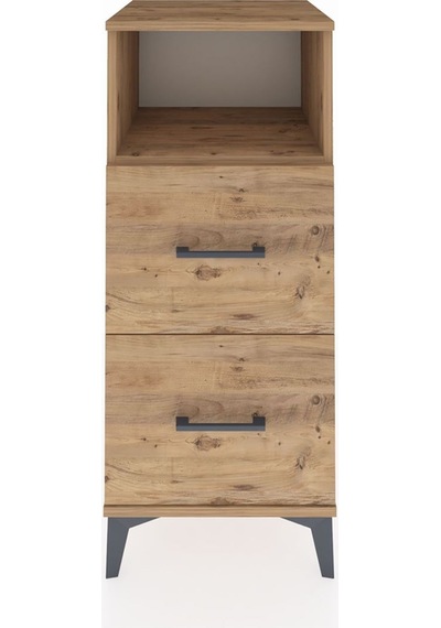 Hyperion Komodin Tek Raflı 2 Çekmeceli 44x44x106 Çam-çam Çam