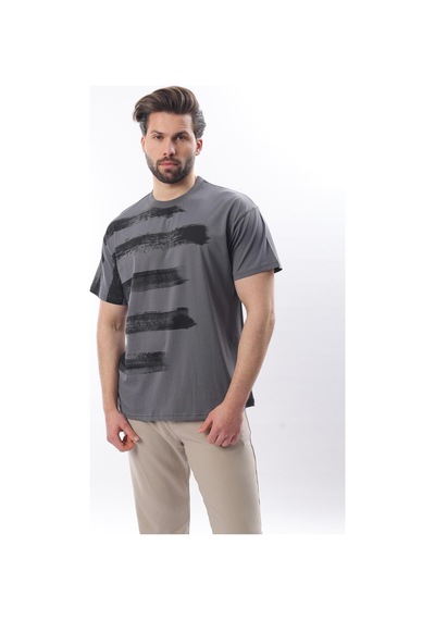 Madmext Füme Baskılı Regular Fit Erkek T-shirt E7107 Füme