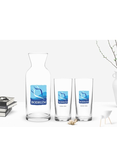 Kişiye Özel Renkli Baskılı Bodrum Tasarımlı Turistik İkili Rakı B