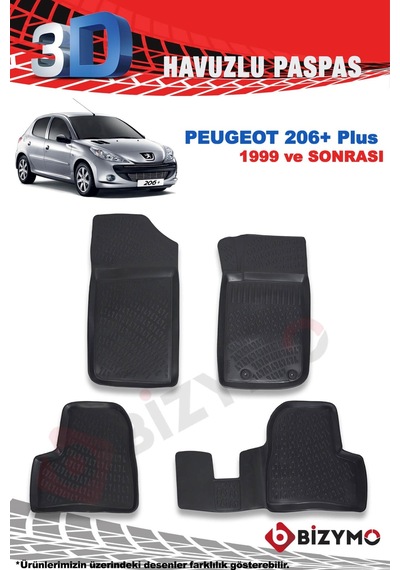 Peugeot 206 Plus 1999 Ve Sonrası 3D Havuzlu Paspas Takımı Bizymo