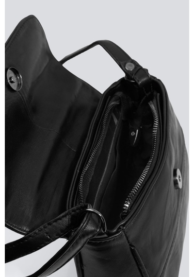 Westbag Kadın Lüks Hakiki Deri Kapaklı Çapraz Askılı Omuz Çantası Siyah