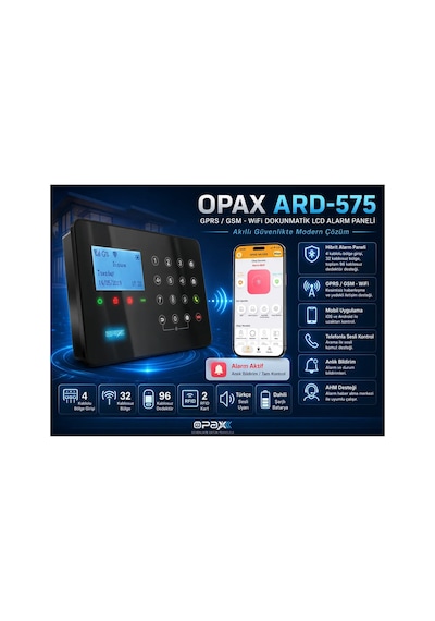 Ard-575 Siyah Gprs/gsm/wifi 4g Dokunmatik Kablolu Kablosuz Ev Ve İşyeri Alarm Paneli
