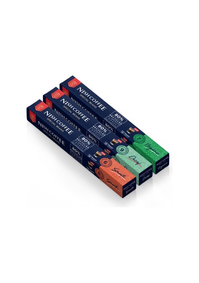 Nish Coffee Nespresso Uyumlu Kapsül Kahve 3'lü Set Smooth,decaf, Organik -30 Adet Kapsül Kahve