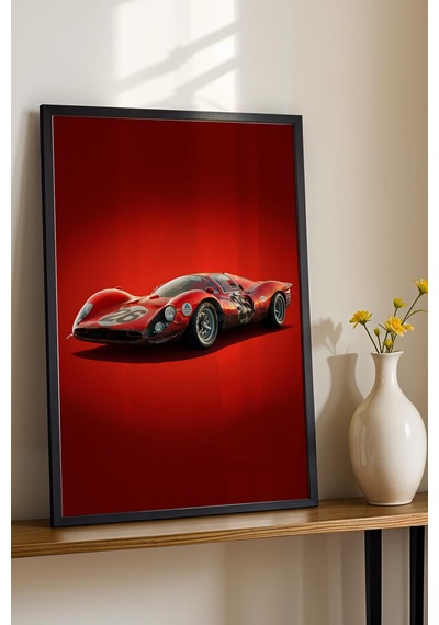 Saturn Ferrari 330 P4 Yarış Arabası Çerçeveli Tablo Erkek Odası Ve Garaj Dekoru Classic Car Collection