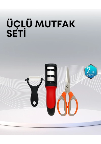 Çok Fonksiyonlu Mutfak Makas Seti 3 Makas, Bileyici Ve Soyacak Dahil Renkli