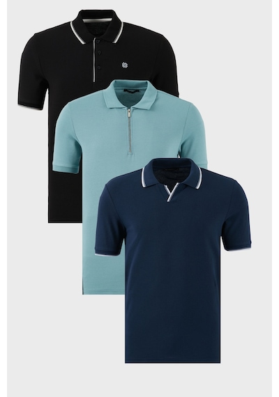 Buratti Pamuklu Regular Fit 3'Lü Paket Erkek Polo Yaka T Shirt 59029641518S3 Indigo-Siyah-Beyaz-Mavi Buratti Pamuklu Regular Fit 3'Lü Paket Erkek Polo Yaka T Shirt 59029641518S3 Indigo-Siyah-Beyaz-Mavi