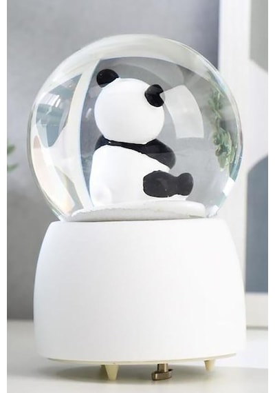 3d Sevimli Panda Orta Boy Işıklı Panda Temalı Kar Küresi Işıklı Panda Temalı Kar Küresi