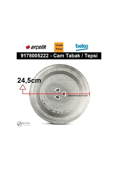 Arçelik Beko Altus Uyumlu Mikrodalga Fırın Cam Tabak Tepsi Çap 24,5Cm - 448403749