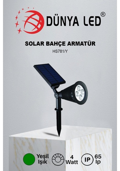 Hs.781-Y 7W Solar Bahçe Armatür Yüksek Lümen Yeşil Işık Rengi (548314026) Diğer