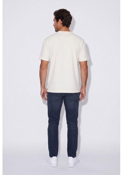 O Yaka Fırçalı 2 İplik T-shirt Jsco Taş
