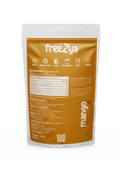 Freezya Freeze Dried Dondurularak Kurutulmuş Mango - 20 Gr
