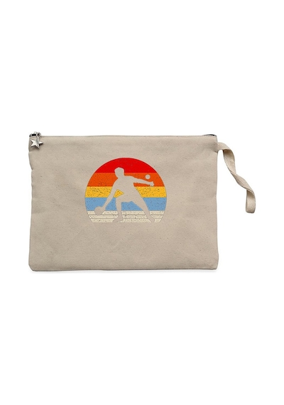 Ping Pong Life Is A Ball Krem Clutch Astarlı Cüzdan / El Çantası Krem