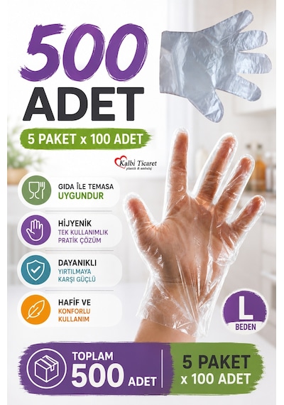 Şeffaf Eldiven 500 Adet Hışır Poşet Eldiven Kullan At Tek Kullanımlık Eldiven
