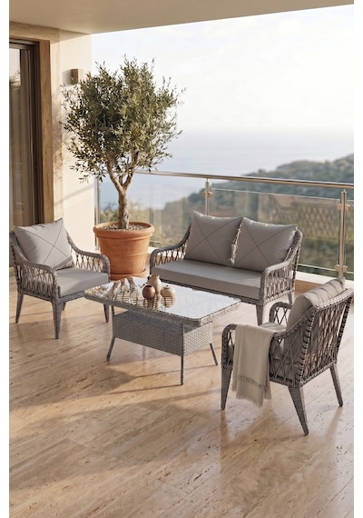 Tulipa Serisi 1.Sınıf 2+1+1 Gri Rattan Gri Minder Bahçe Balkon Oturma Koltuk Takımı Tulipa Serisi 1.Sınıf 2+1+1 Gri Rattan Gri Minder Bahçe Balkon Oturma Koltuk Takımı