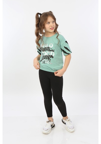 Toontoy Kids Toontoy Kız Çocuk Wild Wood Girl Baskılı Tişört Yeşil