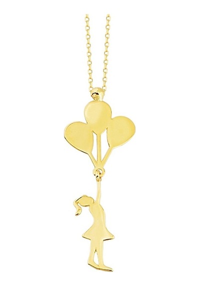 Baloncu Kız Altın Kolye 14K Gold Taşsız