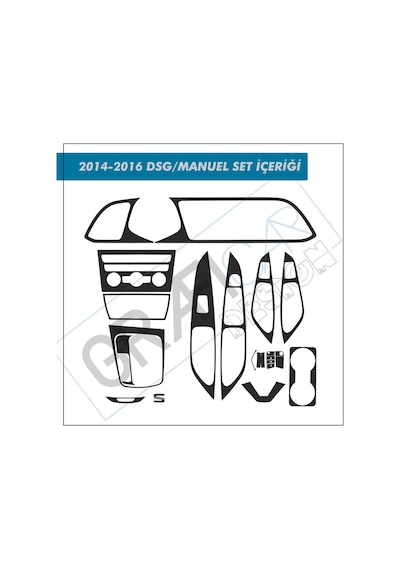 Seat Leon 5F/Mk3 - 2013-2020 Konsol Iç Trim Kaplama Sticker Seti