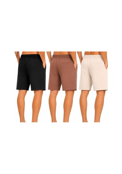 Hzr Wear Erkek 3 Lü Şort Seti Siyah Kahverengi Ekruregular Fit Pamuk Arka Cepli Şort Çok Renkli