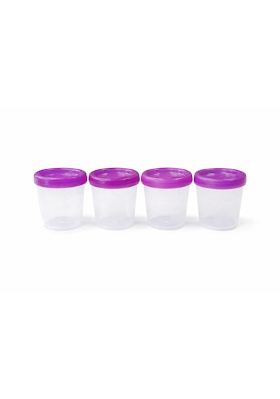 Vivart 4 Lü 180 Ml Anne Bebek Süt ve Mama Bebek Organik Besin Ölçekli Sızdırmaz Kapaklı Saklama Kabı Mor