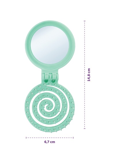 Beauty Makaron Saç Fırçası - 3d Esnek, Aynalı, Çanta Boy - Compact Detangler Mint