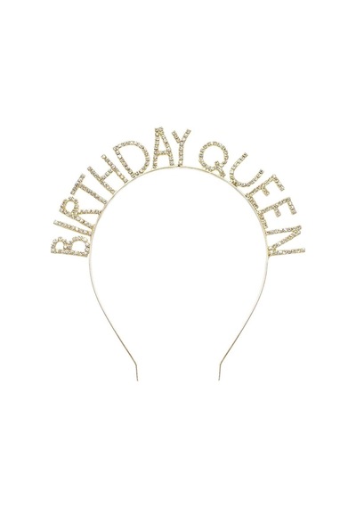 Özel Üretim Bırthday Queen Gold Taşlı Taç Parti Kutlama Aksesuarı Kız Altın