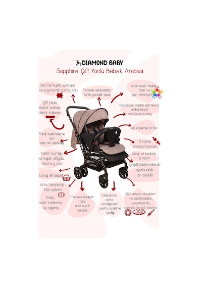 Diamond Baby Sapphire Çift Yönlü Bebek Arabası
