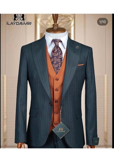 İlayda Emir Slim Fit, Kırlangıç Yaka, 6 Drop, Erkek Takım Elbise Düğün Nişan Damatlık Kombin Petrol Yeşili
