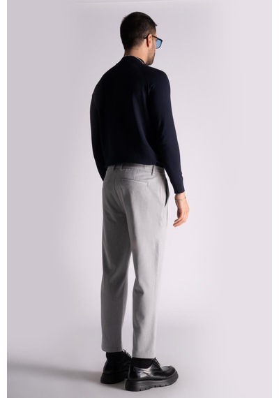 Braccas Beli Yarım Lastikli Slim Fit Chino Crop Pantalon Gri Gri