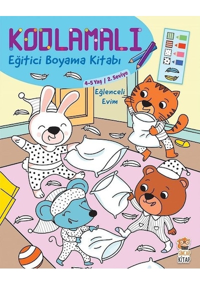 Eğlenceli Evim 4 - 5 Yaş - Kodlamalı Eğitici Boyama Kitabı - 2.Seviye - Sincap Kitap