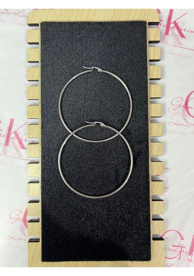 Çelik Büyük Boy Halka Küpe 5cm Paslanmaz Çelik Silver Renk Günlük Şık Küpe Altın - Çok Renkli