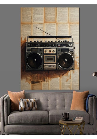 Ahşap Tablo Eski Nostaljik Radyo Ve Kasetçalar