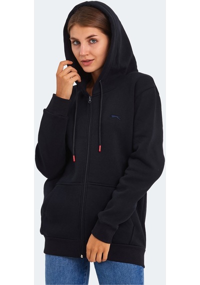 Slazenger KATYA Kadın Fermuarlı Kapüşonlu Cepli Lacivert Sweatshirt