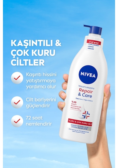 Vücut Losyonu Repair Care 400 Ml,72 Saat Nemlendirici,kuru Cilt,kaşıntılı Ve Hassas Ciltlere Özel