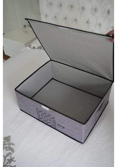 Flosoft 3 Adet Keçe Kapaklı Baza Hurcu, Çok Amaçlı Düzenleyici Organizer 50x40x19 Cm Gri