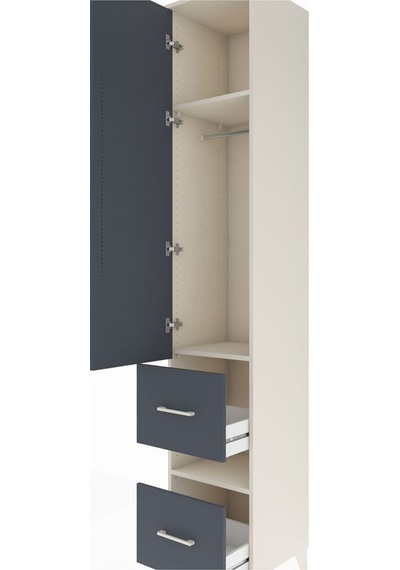 Hyperion Dolap 3 Raflı 2 Çekmeceli Tek Askılı 44x44x243 Aytaşı-antrasit Aytası
