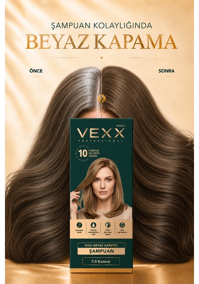 Vexx Professional Beyaz Kapatıcı Pratik Boya Şampuan Kumral 7.0 Blonde Amonyaksız Formül 300 Ml.
