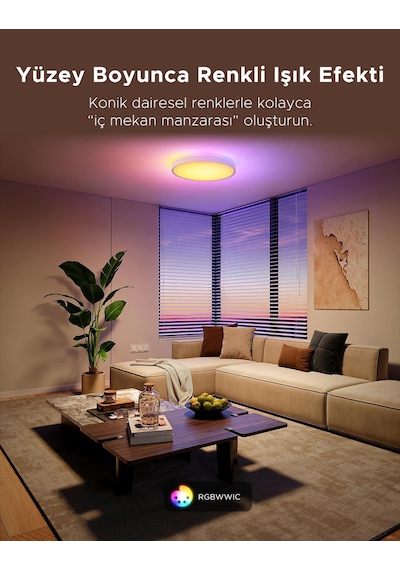 Govee Rgbıcww + Rgbıcww Yuvarlak Akıllı Tavan Armatürü Pro 15 İnç