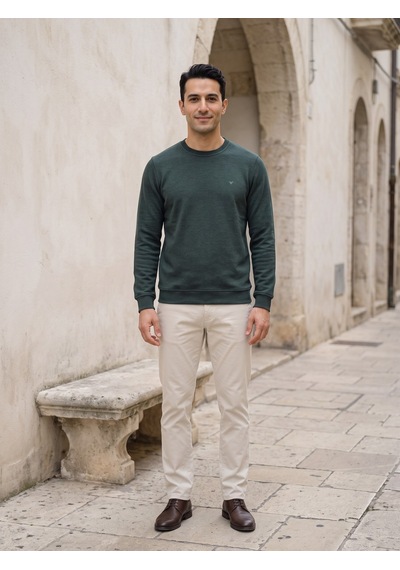 Maccali Erkek Yeşil Selanik Bisiklet Yaka Sweatshirt