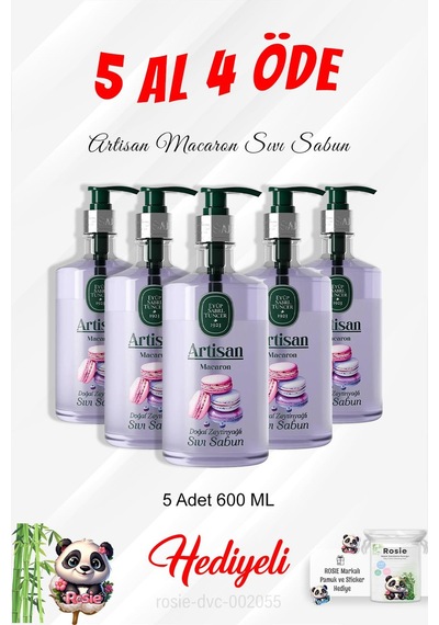 Artisan 600 Ml Macaron Sıvı Sabun 5 Al 4 Öde Ve Rosie Pamuk Diğer