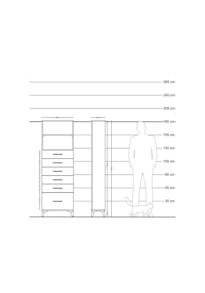 Arges Dolap 2 Raflı 6 Çekmeceli 60x30x182 Çam-aytaşı Atlas Çam