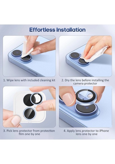 Apple Uyumlu iPhone 17 Kamera Koruyucu Gece Çekim Destekli Premium Safir Lens Koruma Parlak Temperli Cl-12